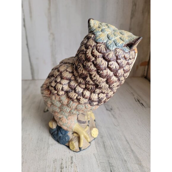 Vintage big eyed owl bird plaster unique bird xmas home decor figure - Picture 5 of 10